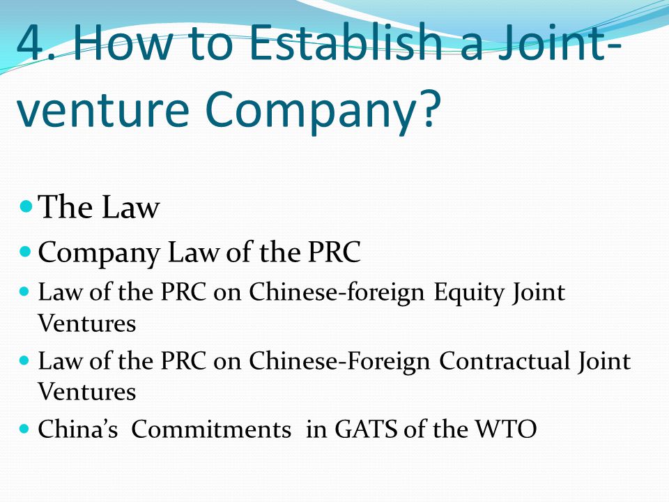 4. How to Establish a Joint- venture Company.