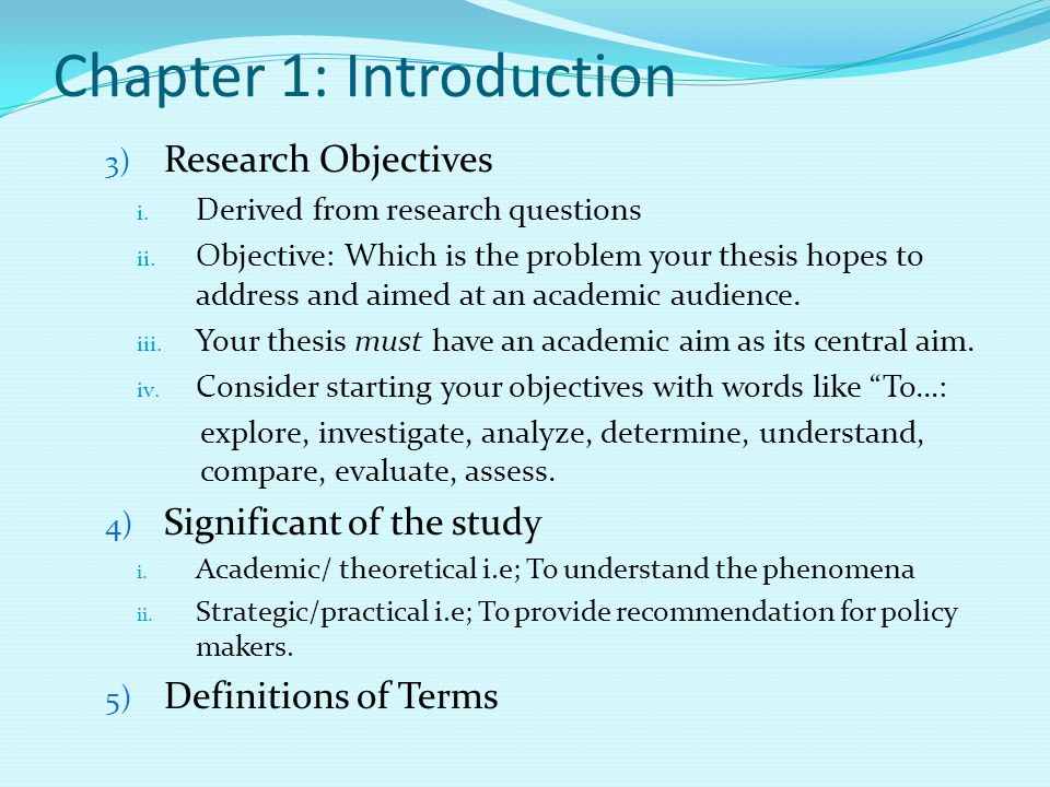 Introduction of a thesis proposal