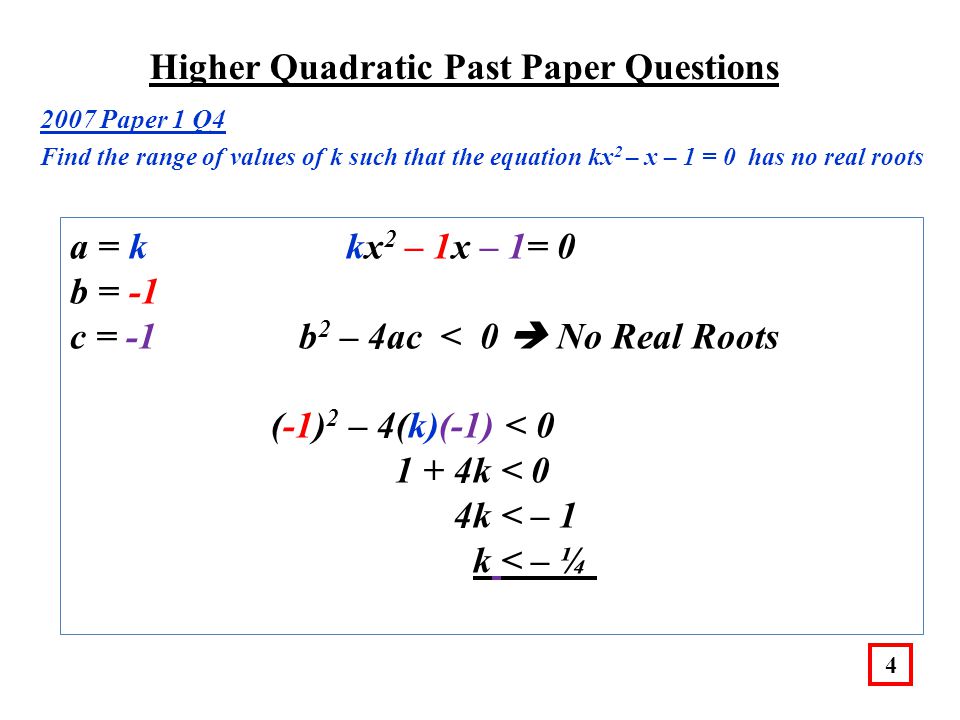 Finding The Value Of X In An Equation Talkchannels Higher Quadratic Past Paper Questions I Q2 For What Values