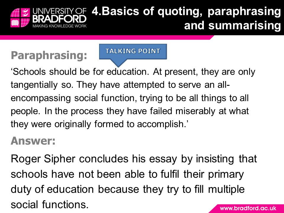 Paraphrasing: ‘Schools should be for education. At present, they are only tangentially so.
