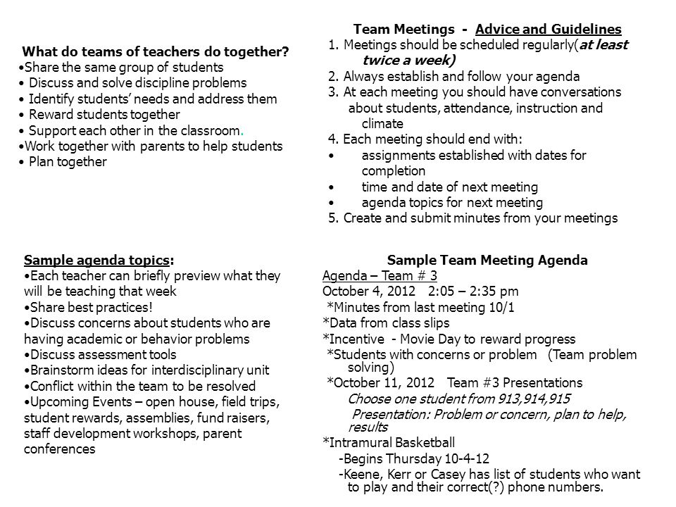 team meeting topics