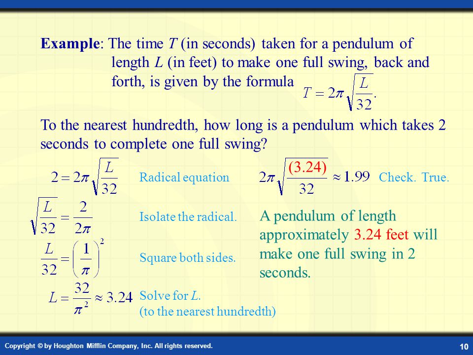 Solving Radical Equations Digital Lesson Copyright By Houghton 10 Copyright