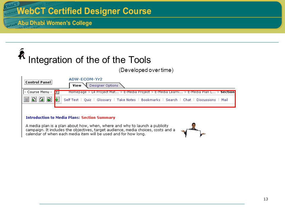 13 Integration of the of the Tools (Developed over time)