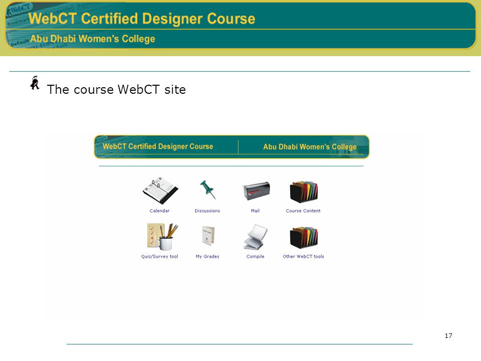 17 The course WebCT site