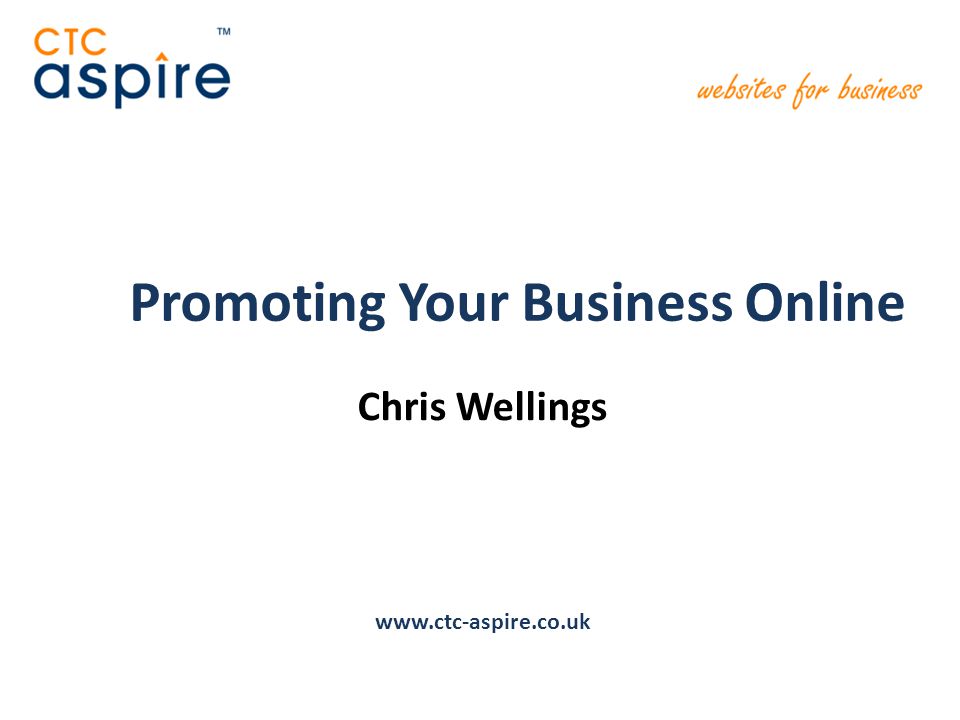 Promoting Your Business Online Chris Wellings