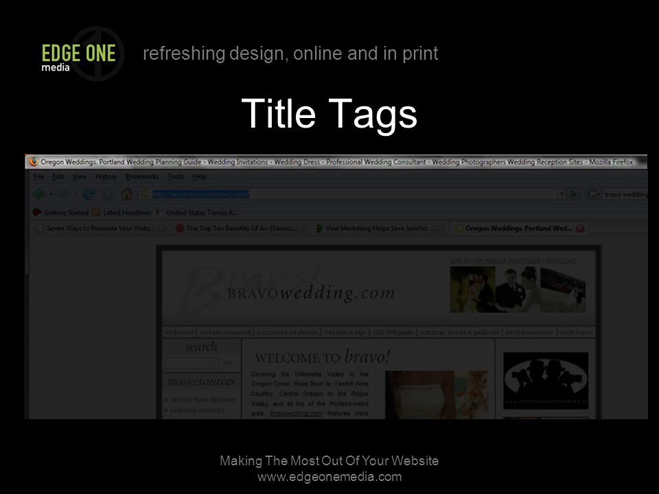 refreshing design, online and in print Making The Most Out Of Your Website   Title Tags