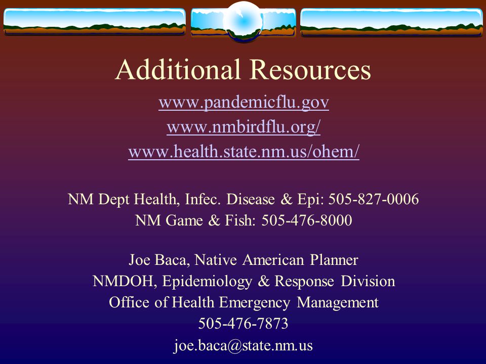 Additional Resources NM Dept Health, Infec.