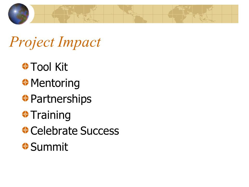 Project Impact Tool Kit Mentoring Partnerships Training Celebrate Success Summit