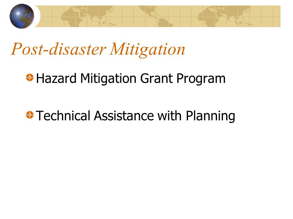 Post-disaster Mitigation Hazard Mitigation Grant Program Technical Assistance with Planning