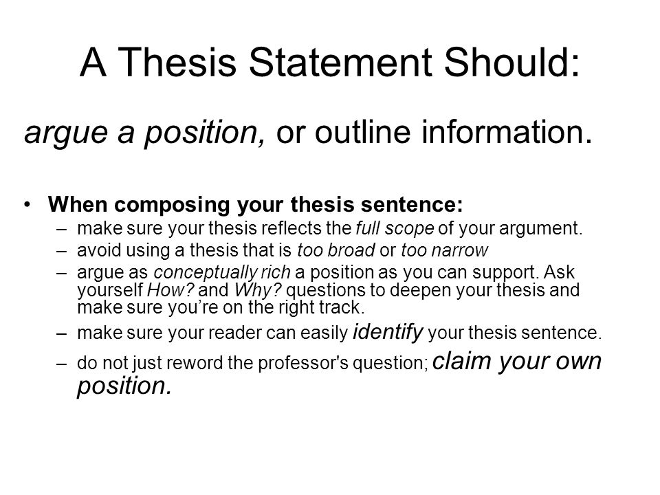 An example of a thesis statement is high school graduates should be required to take a year off