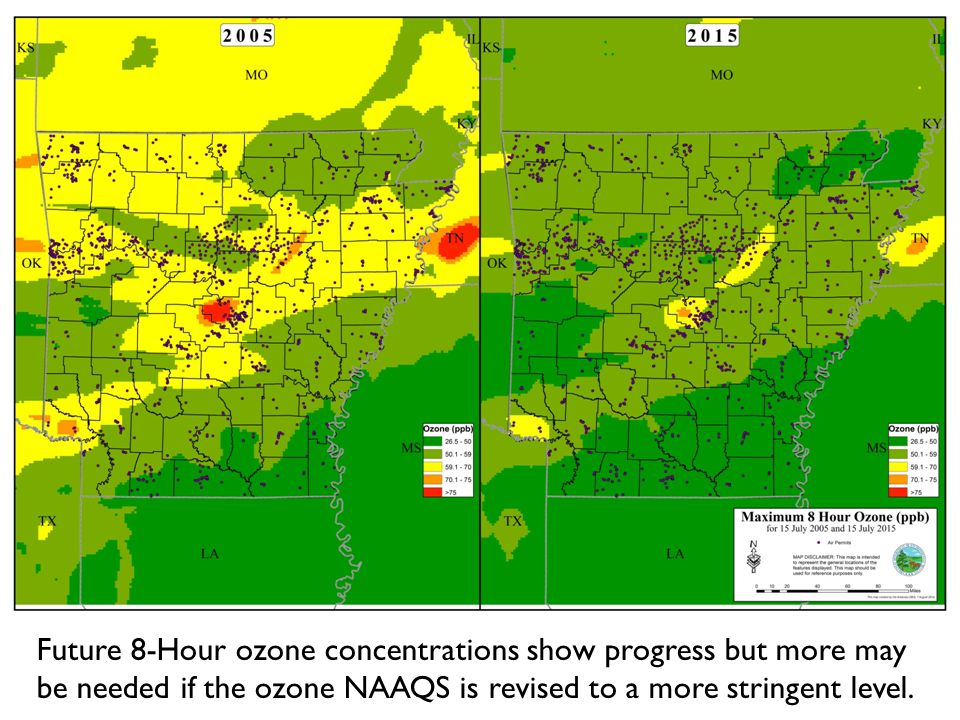 Future 8-Hour ozone concentrations show progress but more may be needed if the ozone NAAQS is revised to a more stringent level.