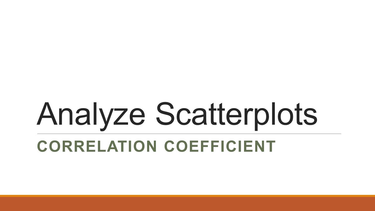 Analyze Scatterplots CORRELATION COEFFICIENT