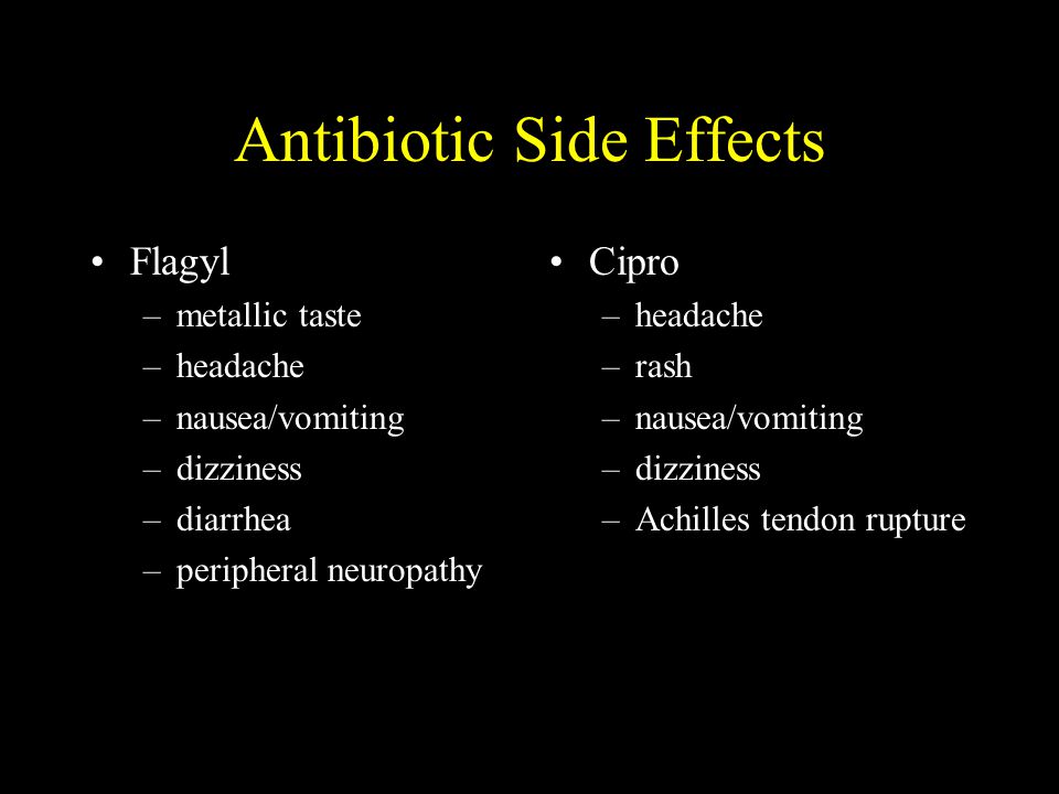 Side effects of ciprofloxacin and flagyl Side effects of ciprofloxacin and flagyl