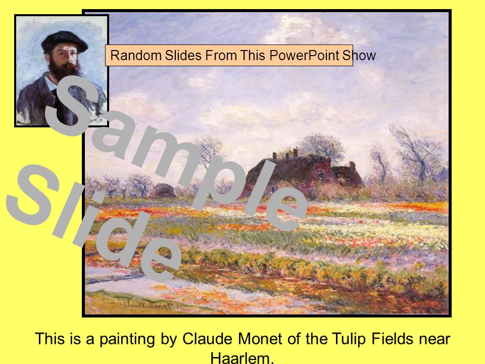 This is a painting by Claude Monet of the Tulip Fields near Haarlem.