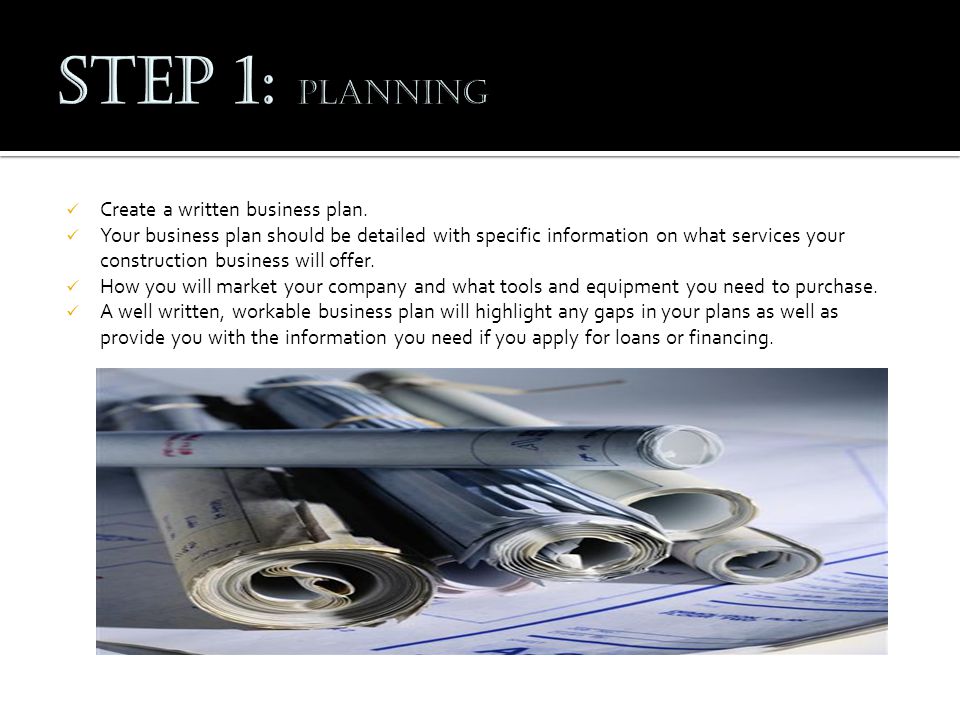 Create a written business plan.