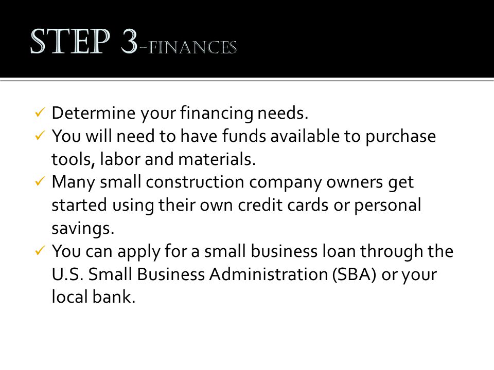 Determine your financing needs.
