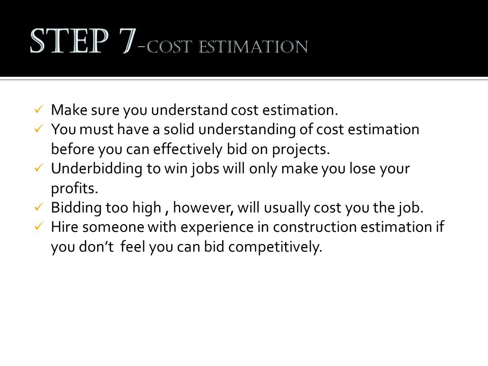 Make sure you understand cost estimation.