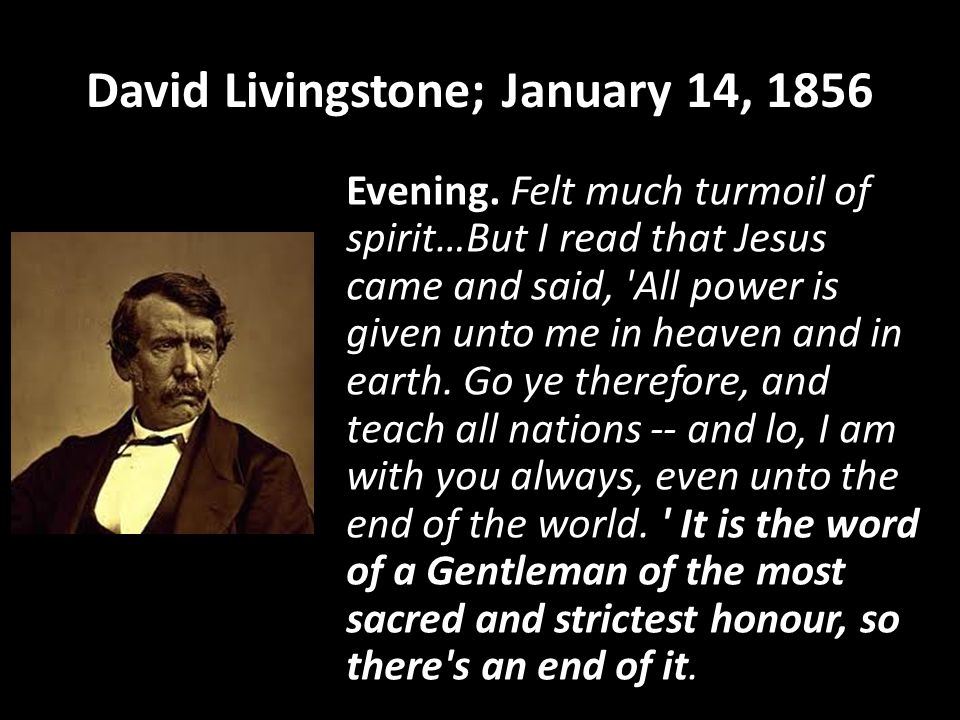 David Livingstone; January 14, 1856 Evening.