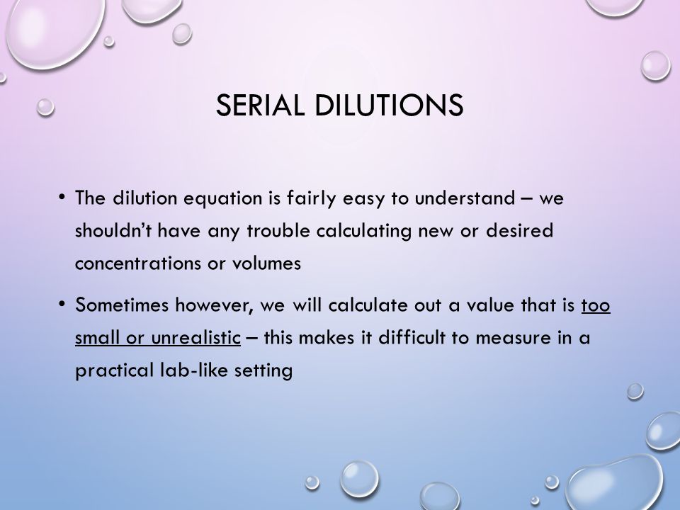 03 Concentration Dilutions Chemistry 30 Unit 2 Solubility 10 Serial Dilutions