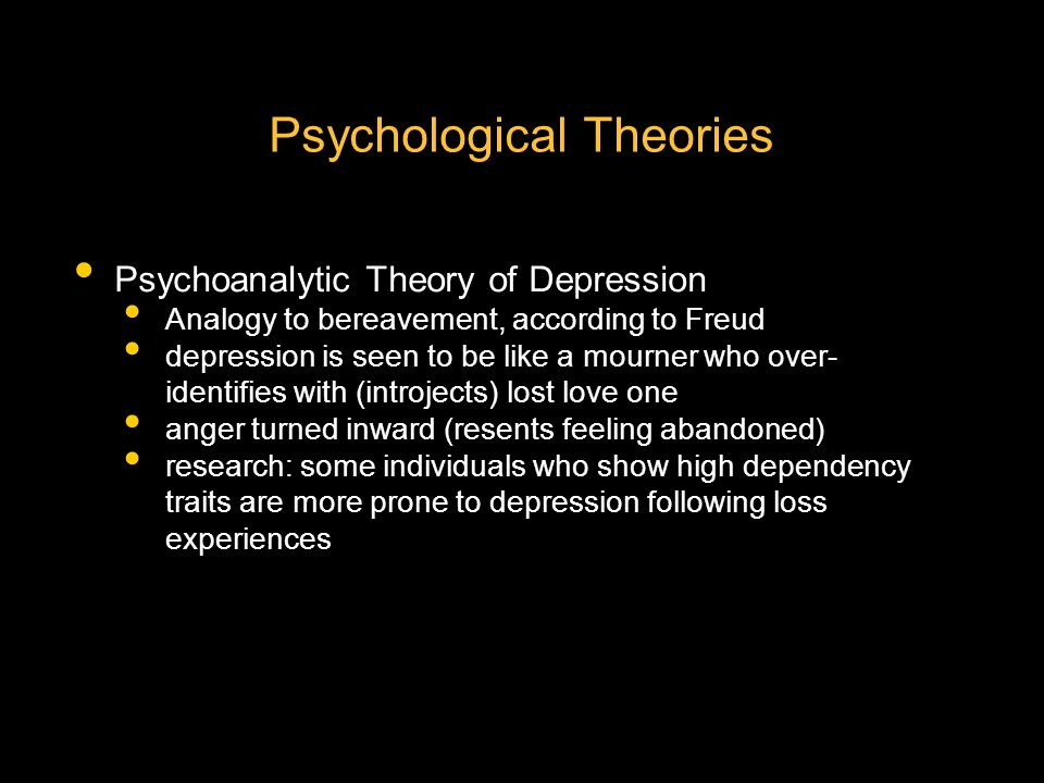 psychoanalytic explanation for mood disorders depression (eg, rosenberg, 1998) does depressed mood facilitate sad emotional reactions circumstantial evidence suggests it does from early psychoanalytic formulations of depression to con. psychoanalytic explanation for mood disorders depression (eg, rosenberg, 1998) does depressed mood facilitate sad emotional reactions circumstantial evidence suggests it does from early psychoanalytic formulations of depression to con.