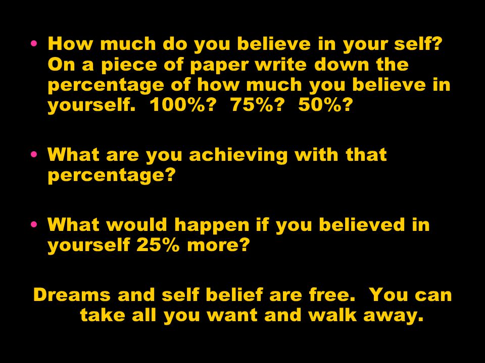 How much do you believe in your self.