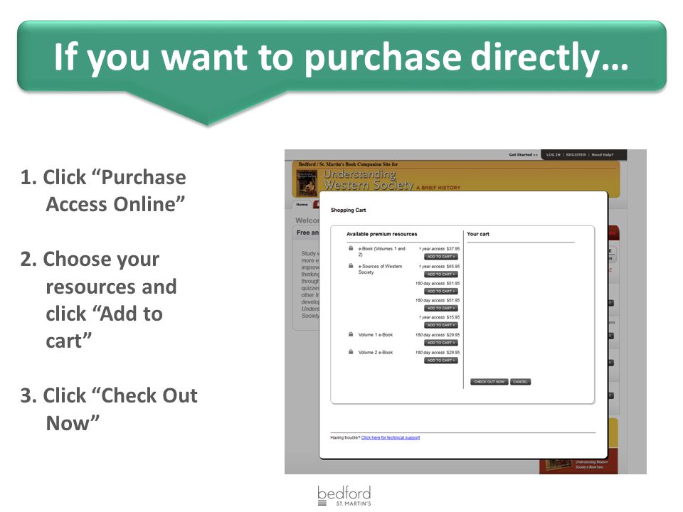 If you want to purchase directly… 1. Click Purchase Access Online 2.