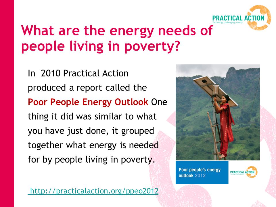 What are the energy needs of people living in poverty.