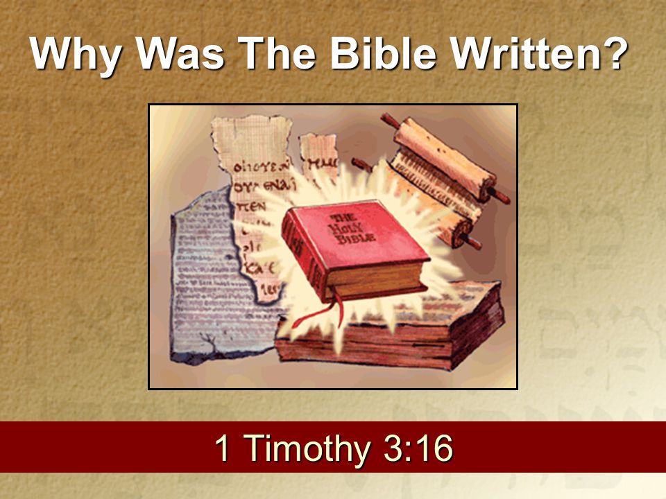 1 1 Timothy 3:16 Why Was The Bible Written