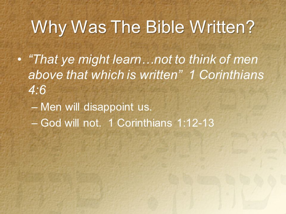 Why Was The Bible Written.
