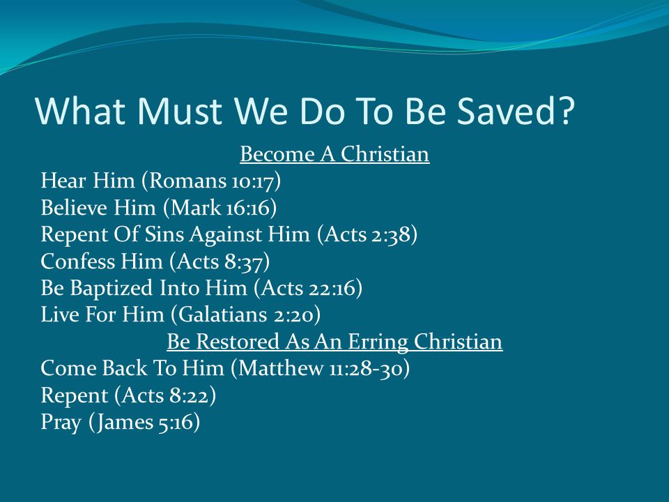 What Must We Do To Be Saved.
