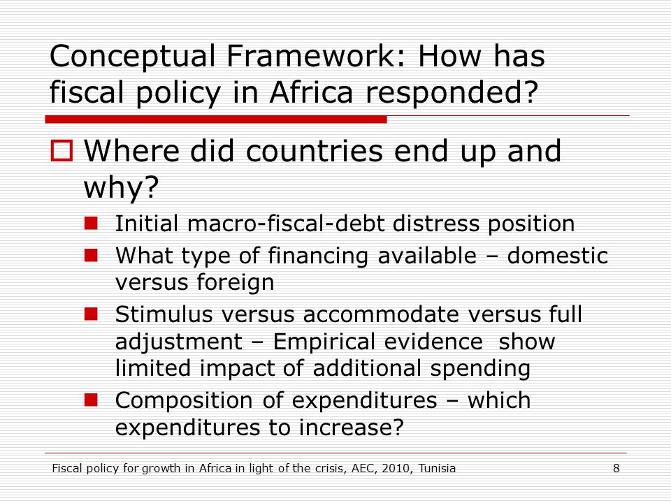 Conceptual Framework: How has fiscal policy in Africa responded.