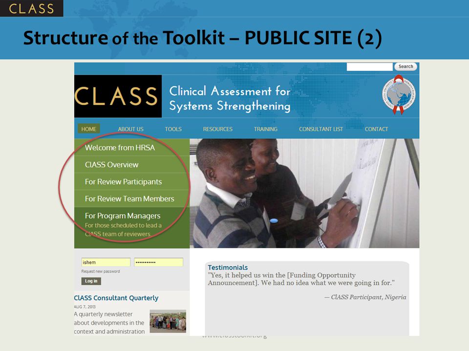 Structure of the Toolkit – PUBLIC SITE (2)