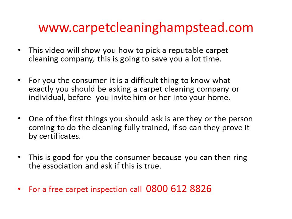 This video will show you how to pick a reputable carpet cleaning company, this is going to save you a lot time.