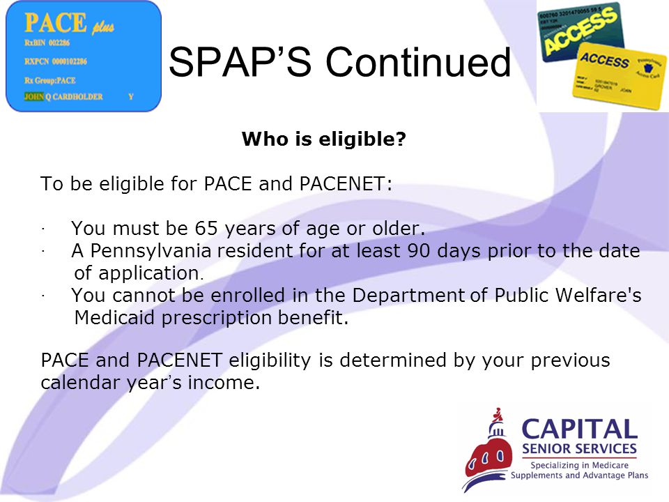 SPAP’S Continued Who is eligible.