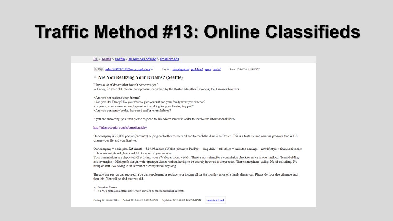 Traffic Method #13: Online Classifieds