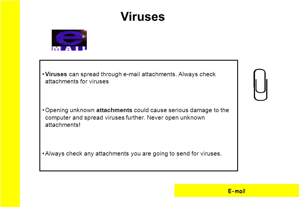 Viruses can spread through  attachments.