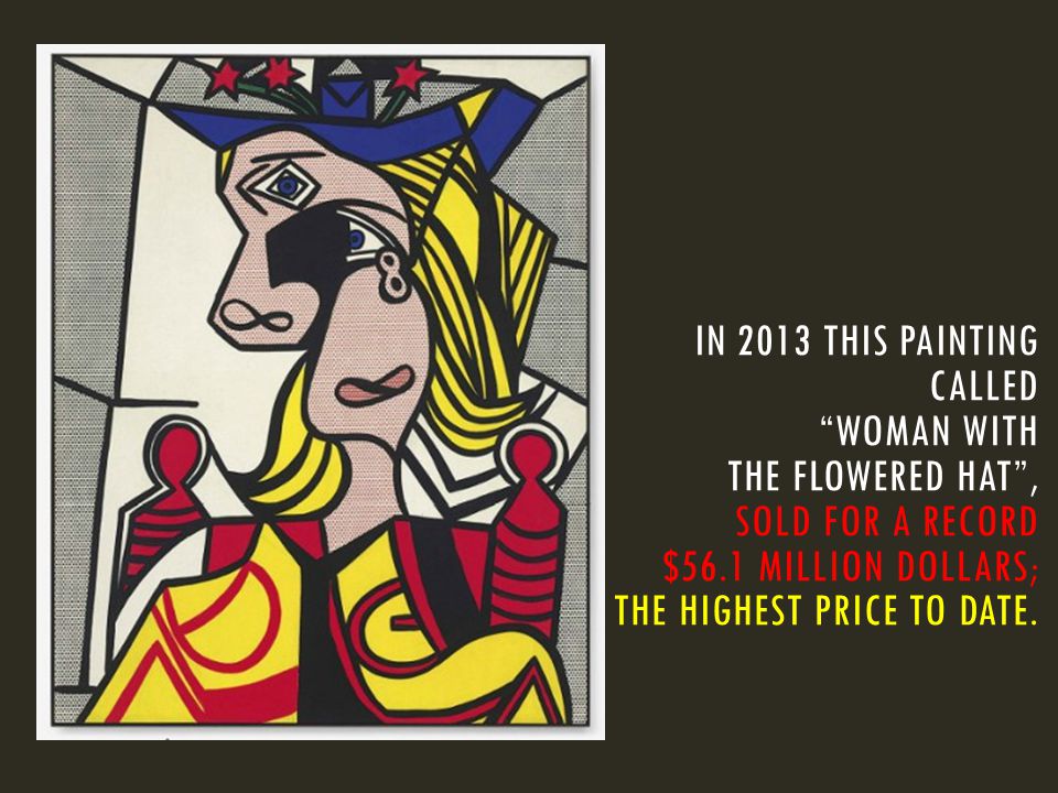 IN 2013 THIS PAINTING CALLED WOMAN WITH THE FLOWERED HAT , SOLD FOR A RECORD $56.1 MILLION DOLLARS; THE HIGHEST PRICE TO DATE.