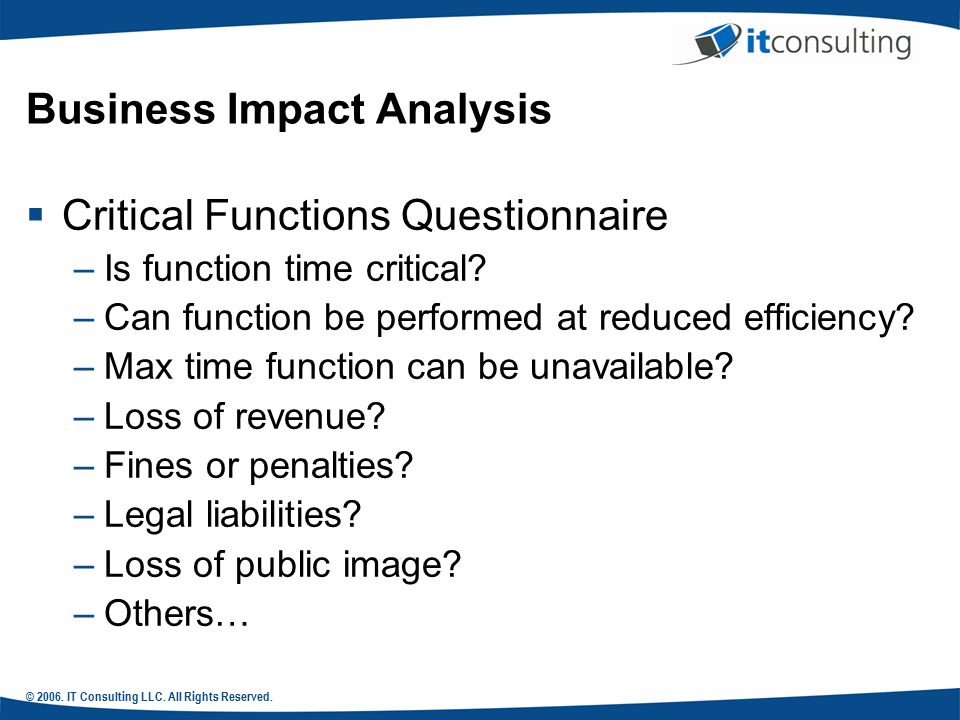 business impact analysis questionnaire