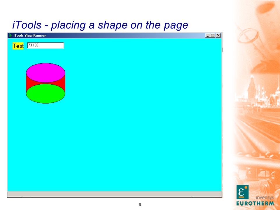 6 iTools - placing a shape on the page Select the shape icon and place on the page.