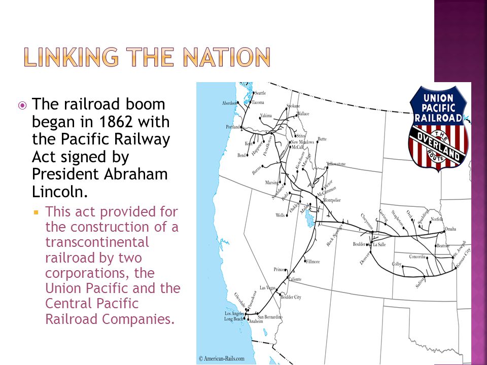 pacific railway act 1862 Pacific railway act proclamation on july 1, 1862, congress passed another act that had been stalled by sectional conflict railroad technology had improved greatly over the previous three decades. pacific railway act 1862 Pacific railway act proclamation on july 1, 1862, congress passed another act that had been stalled by sectional conflict railroad technology had improved greatly over the previous three decades.