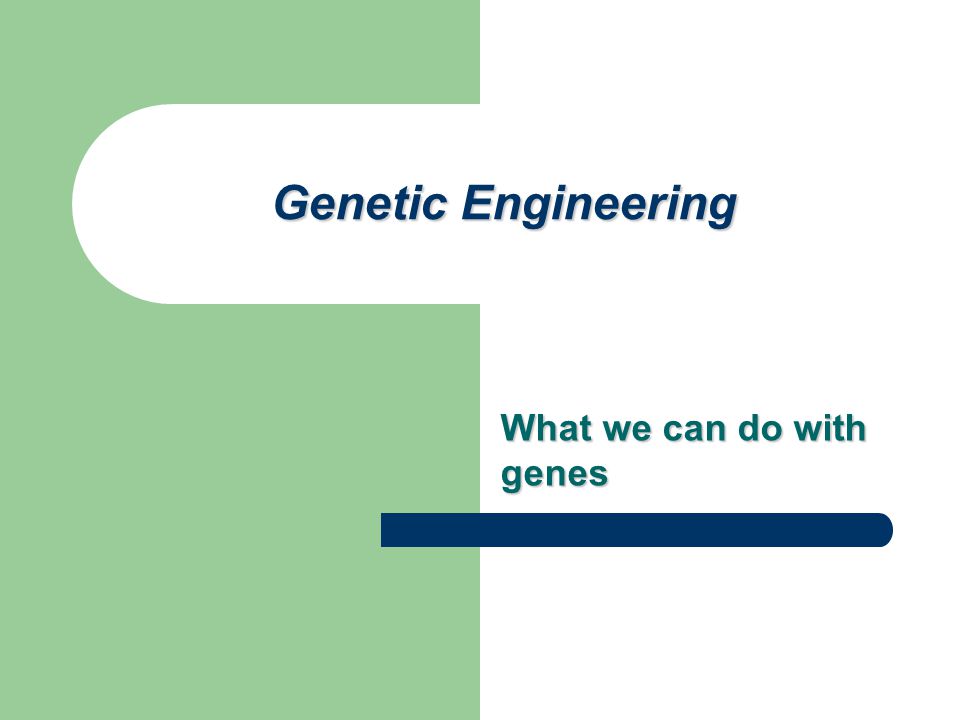 Genetic Engineering What we can do with genes