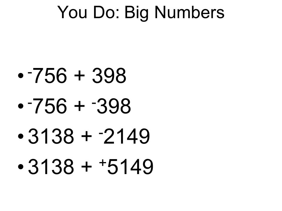 You Do: Big Numbers