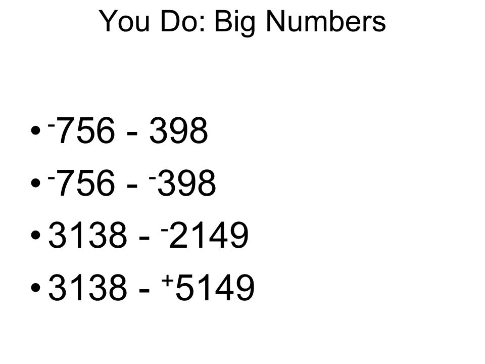 You Do: Big Numbers