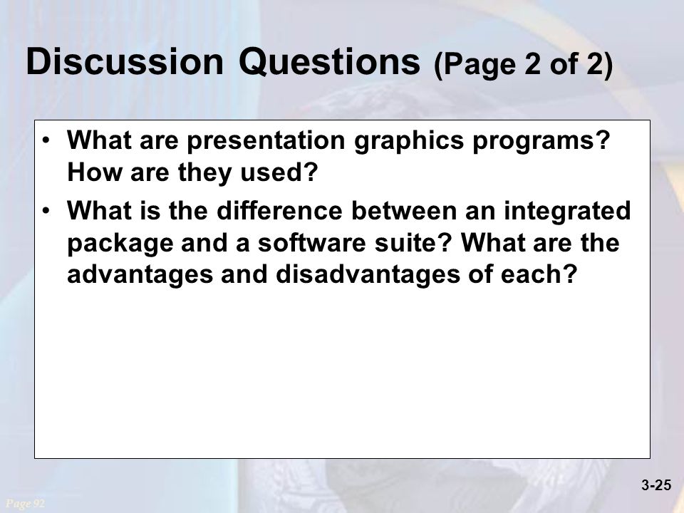 3-25 What are presentation graphics programs. How are they used.
