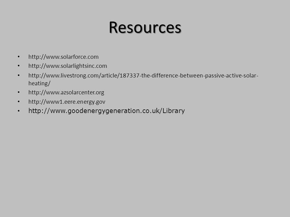 Resources heating/