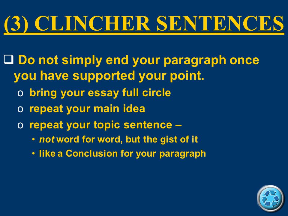Clinchers For Essays