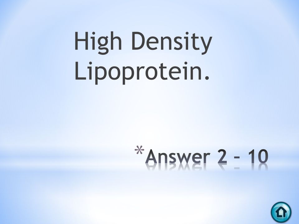 High Density Lipoprotein.