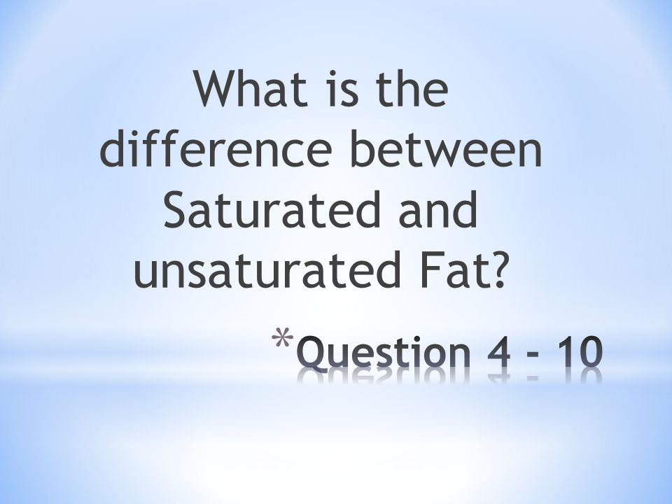 What is the difference between Saturated and unsaturated Fat