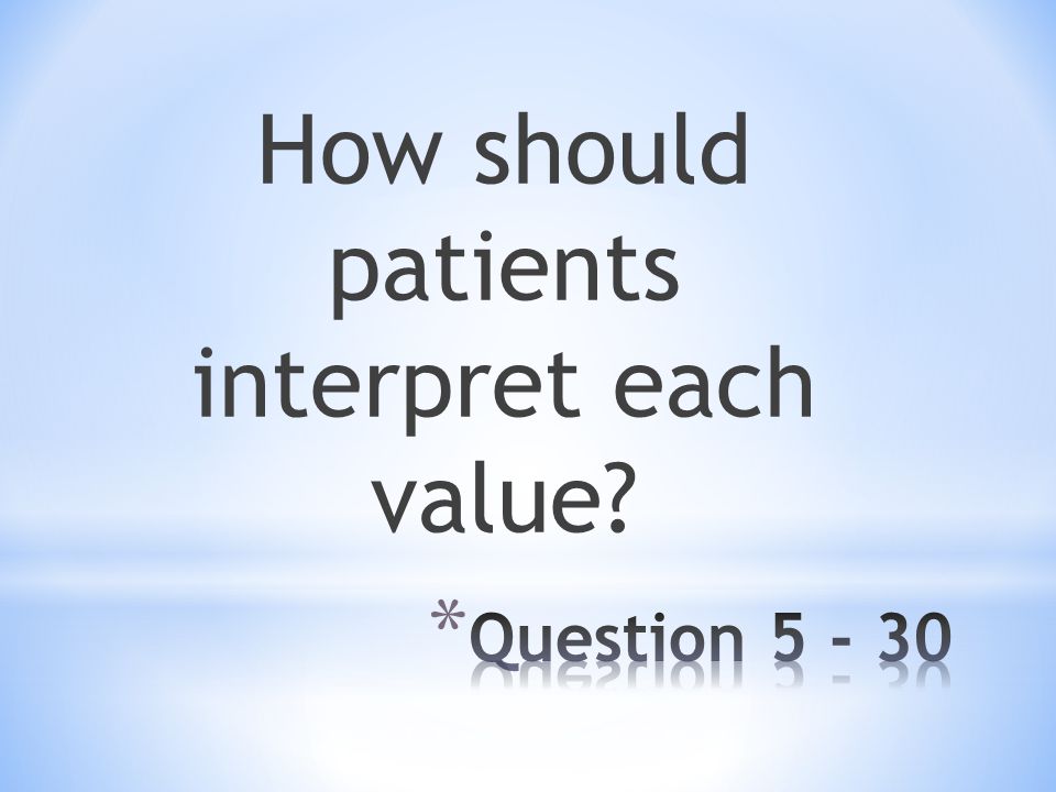 How should patients interpret each value