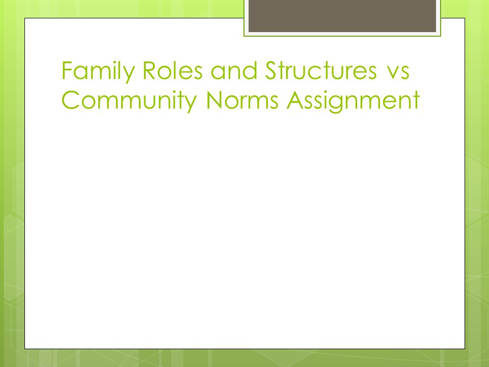 Family Roles and Structures vs Community Norms Assignment